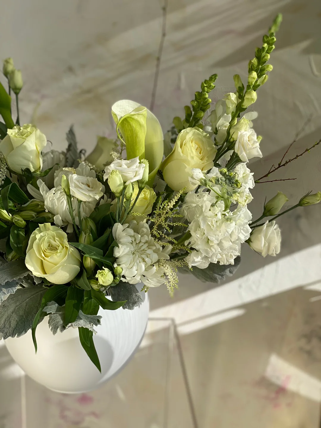 White Flower Sympathy Pot - Image 3