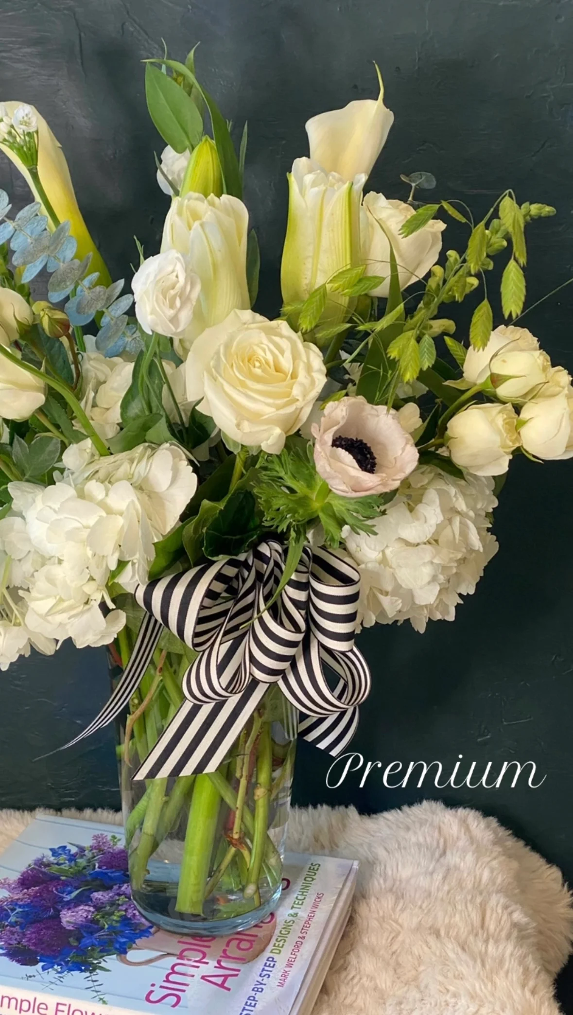 White Sympathy Flowers Vase Arrangement - Image 4